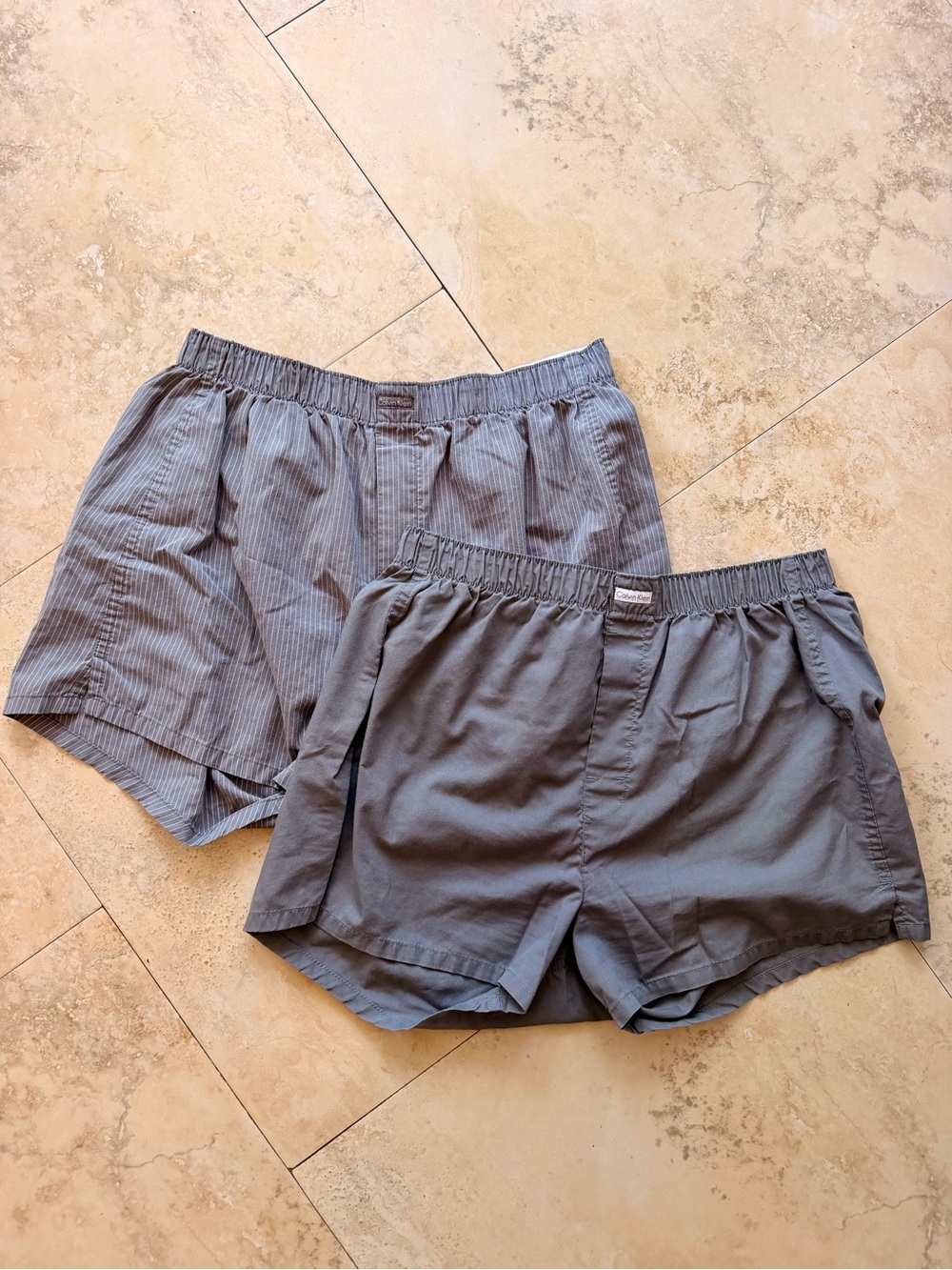 Calvin Klein Men's Gray Elastic-Waist Boxer Shorts- Set of 2